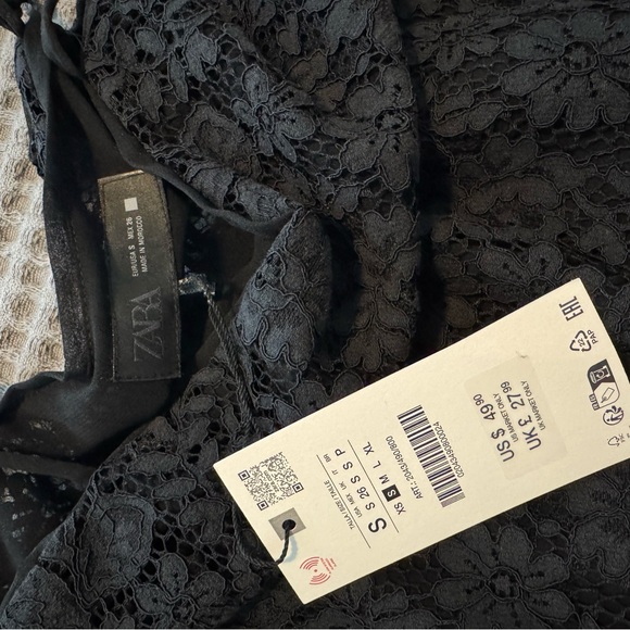 Zara Black Floral Lace Top - Picture 7 of 9